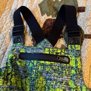 Neon Green and Navy Bib Snow pants